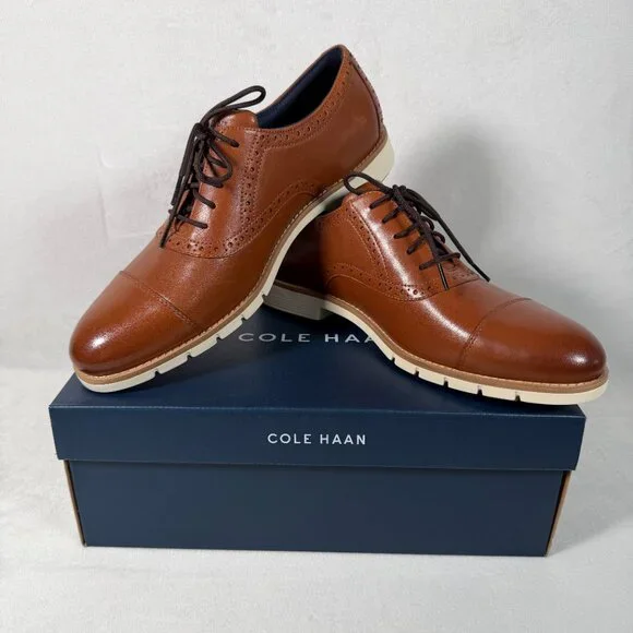 Cole Haan Flexgrand+ Cap Oxford Shoes Men Size 12 British Tan C40341 NWB - Picture 2 of 11